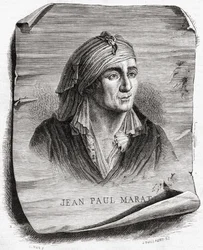 Portrait de Jean Paul Marat (1743-93) gravé par Jean Baptiste Amédée Guillaume